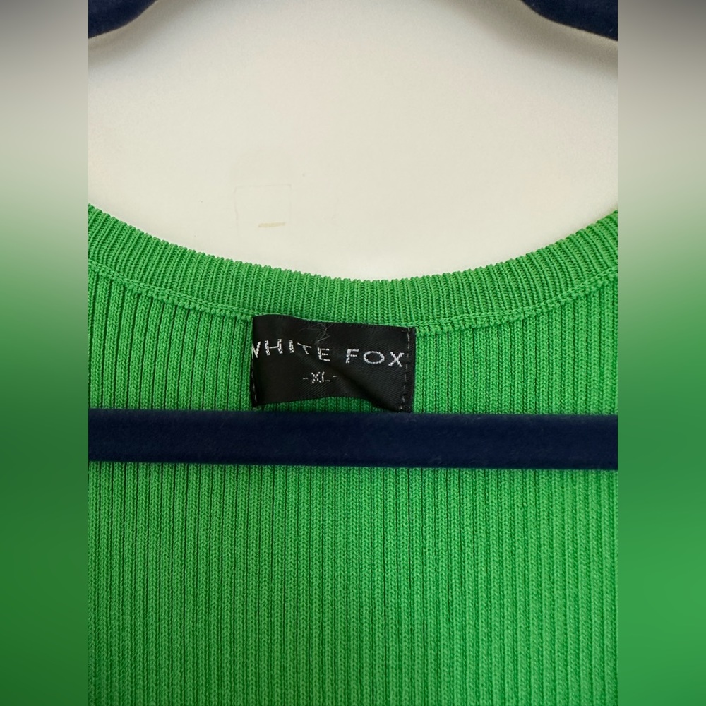 White Fox Green Ribbed Dress - Picture 2 of 6